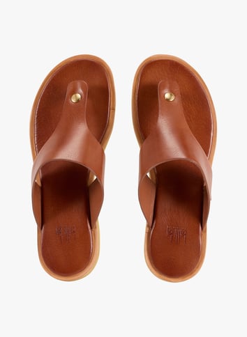 Flat leather sandals BILLI BI Brown